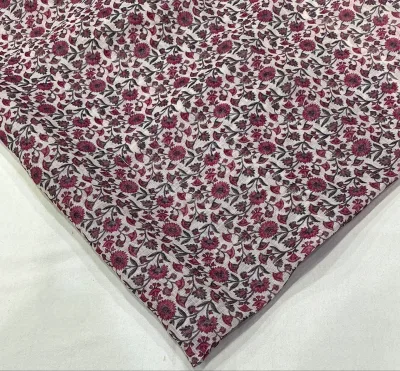 Floral Linen Printed Saree - Rani Pink